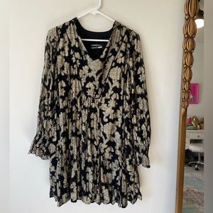 anthropology gold flower mini dress